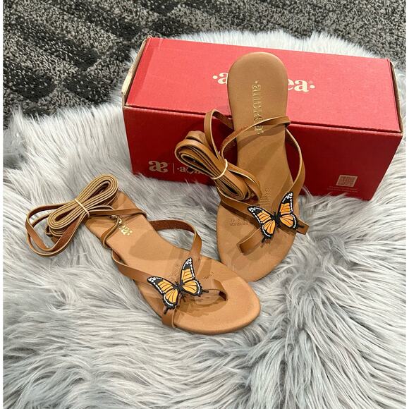 Andrea Lady Brown‎ Butterfly Strappy Sandal SZ 6 - Picture 5 of 7